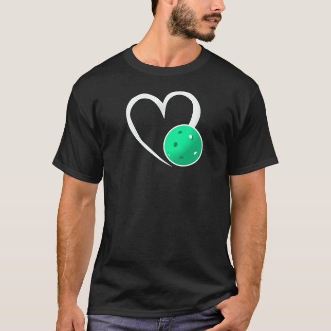 Pickleball Love White Heart Turquoise Pickleball T-Shirt (Front)