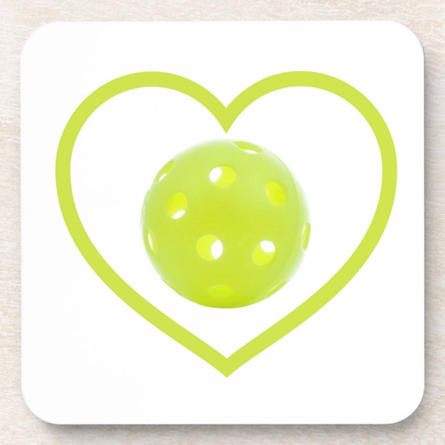 pickleball love yellow pickle ball coaster (Front)
