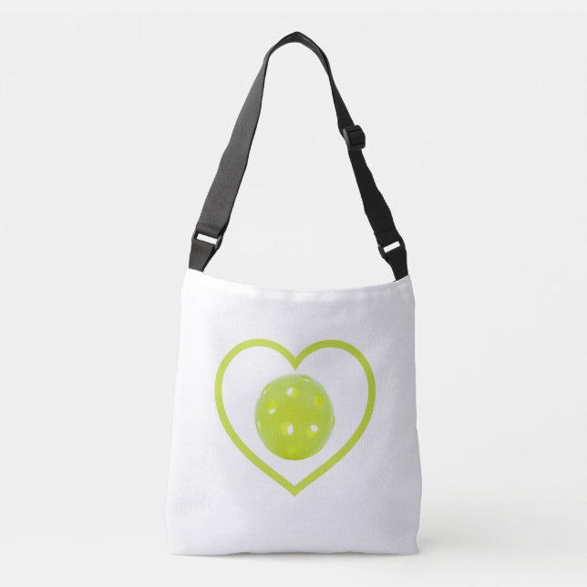 pickleball love yellow pickle ball crossbody bag (Front)