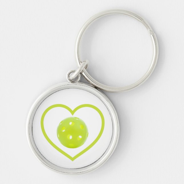 pickleball love yellow pickle ball key ring (Front)