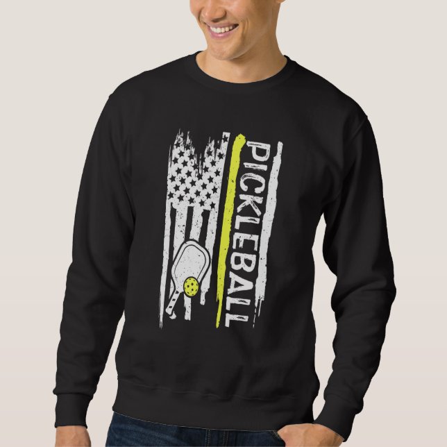 Pickleball Lover American Flag US Sports Sweatshirt (Front)