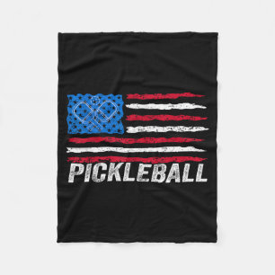 Pickleball lover pickle ball patriotic flag fleece blanket