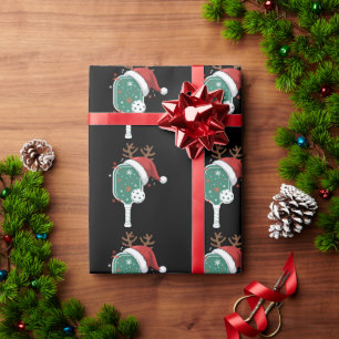 Pickleball Lover Sports Christmas Santa Hat Wrapping Paper