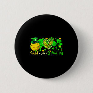 Pickleball lover st. patrick's day player team 6 cm round badge