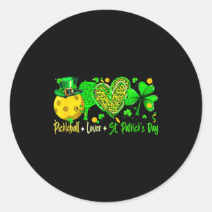 Pickleball lover st. patrick's day player team classic round sticker