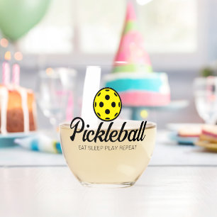 Pickleball lover stemless wine glass