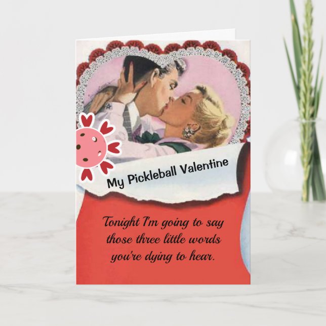 Pickleball Lover Valentine Three Little Words Card (Front)