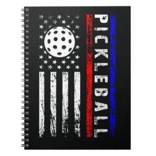Pickleball Lovers 4th of July American Flag Notebook