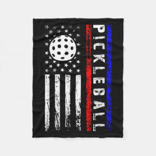 Pickleball Lovers 4th Of July American Flag Pickle Fleece Blanket