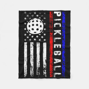 Pickleball Lovers 4th Of July American Flag Pickle Fleece Blanket