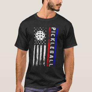 Pickleball Lovers 4th of July American Flag Pickle T-Shirt