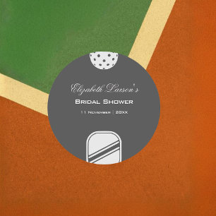 Pickleball Lovers Bridal Shower Black & White Classic Round Sticker