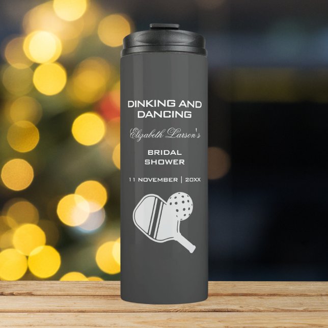 Pickleball Lovers Bridal Shower Black & White Thermal Tumbler (Creator Uploaded)