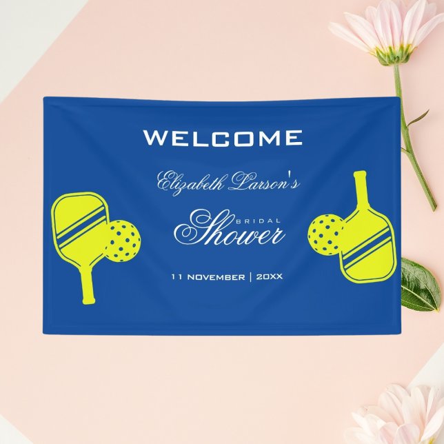 Pickleball Lovers Bridal Shower Neon Blue Banner (Creator Uploaded)