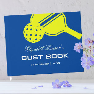 Pickleball Lovers Bridal Shower Neon Blue Guest Book