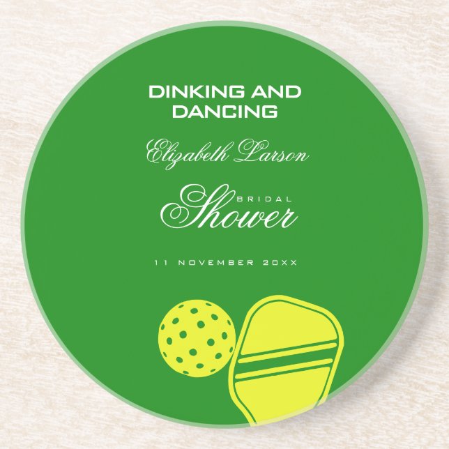 Pickleball Lovers Bridal Shower Neon Theme Coaster (Front)