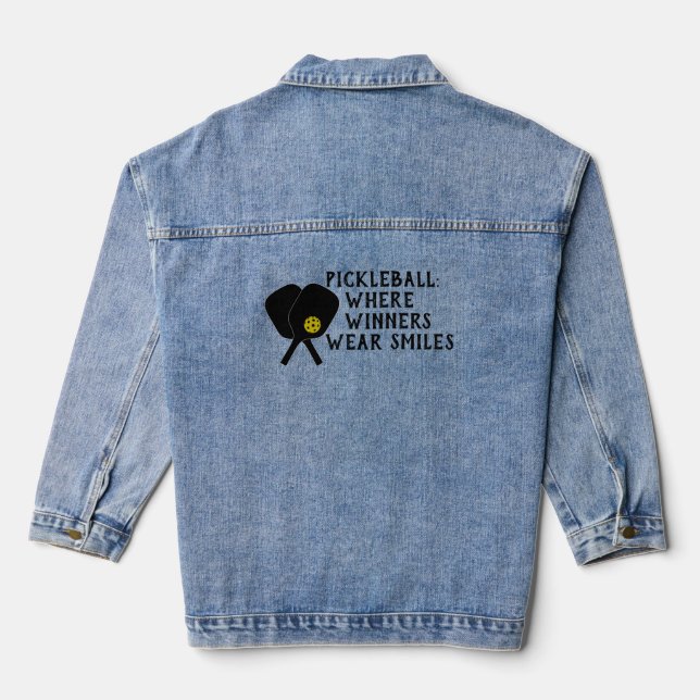 Pickleball Lover's Dream funny red slogan Denim Jacket (Back)