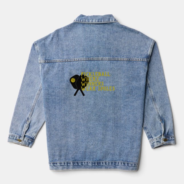 Pickleball Lover's Dream funny yellow slogan Denim Jacket (Back)