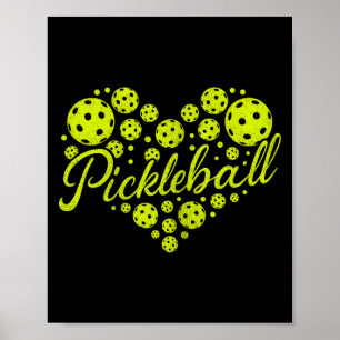 Pickleball lovers heart ball cute women girls poster