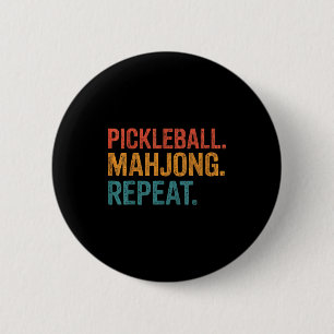 Pickleball mahjong repeat funny 6 cm round badge