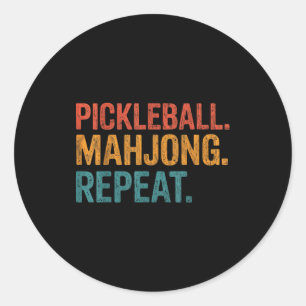 Pickleball mahjong repeat funny classic round sticker