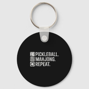 Pickleball mahjong repeat funny game lover quote key ring