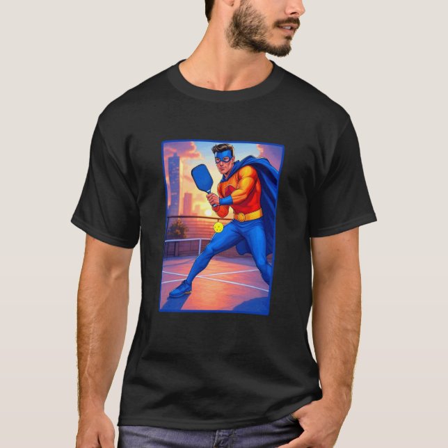 Pickleball Man Superhero T-Shirt (Front)