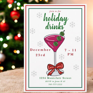 Pickleball Martini Christmas Holiday Party Invitation