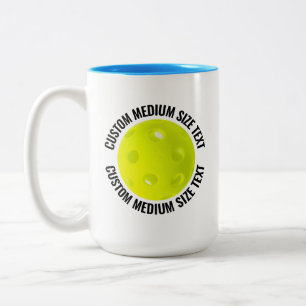 Pickleball & Medium Text LIGHT BLUE 15oz Custom Two-Tone Coffee Mug