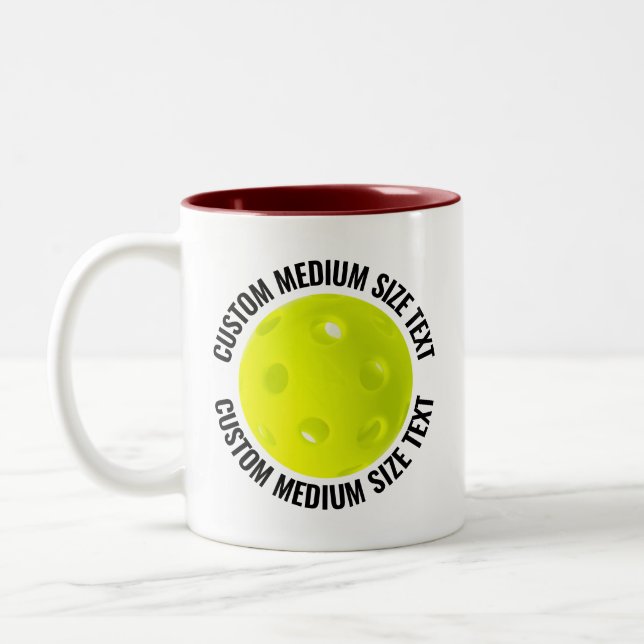 Pickleball & Medium Text MAROON 11oz Custom Two-Tone Coffee Mug (Left)