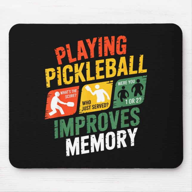 Pickleball memory improvement humor retro player mouse pad (Front)