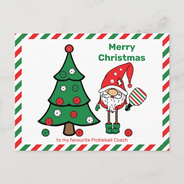 Pickleball Merry Christmas Coach Postcard (Front)
