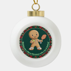 Pickleball🎄 Merry Christmas, custom text Ceramic Ball Christmas Ornament