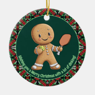 Pickleball🎄 Merry Christmas, custom text Ceramic Ornament