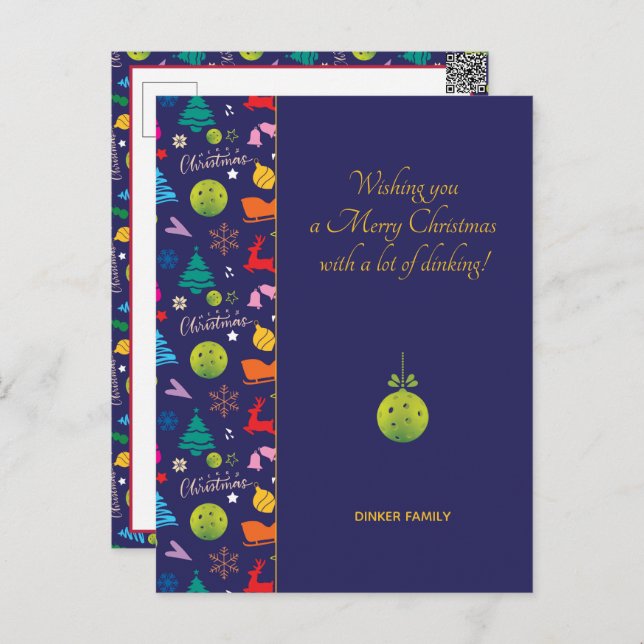  Pickleball🎄 Merry Christmas, custom text Postcar Postcard (Front/Back)
