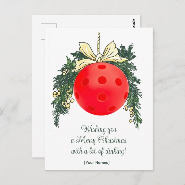  Pickleball🎄 Merry Christmas, custom text Postcard (Front/Back)