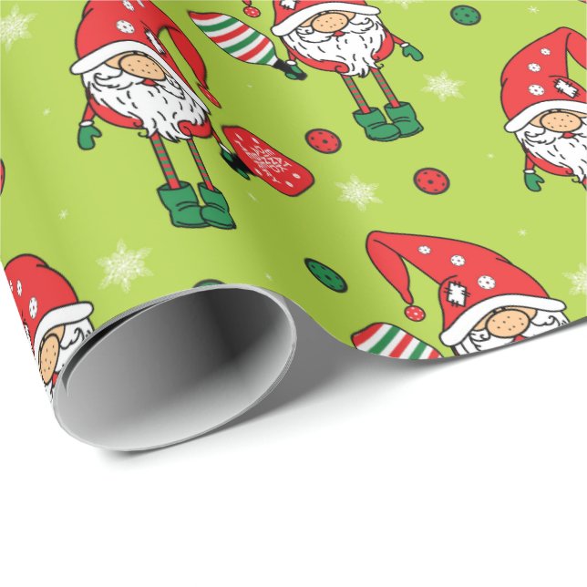 Pickleball Merry Christmas Green Wrapping Paper (Roll Corner)