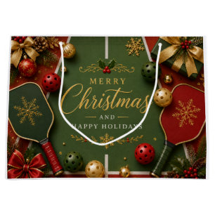 Pickleball Merry Christmas Large Gift Bag