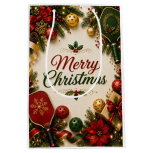 Pickleball Merry Christmas Medium Gift Bag