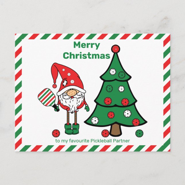 Pickleball Merry Christmas Postcard (Front)