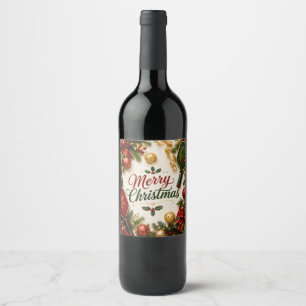 Pickleball Merry Christmas  Wine Label