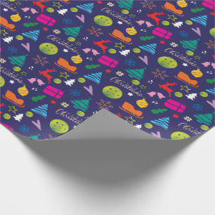  Pickleball🎄 Merry Christmas Wrapping navy blue Wrapping Paper