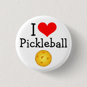Pickleball Mini Button: I Love Pickleball 3 Cm Round Badge