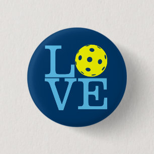 Pickleball Mini Button: LOVE (Blue) 3 Cm Round Badge