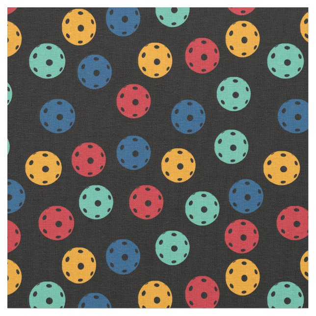 Pickleball - mix of colours on black fabric (Close Up)