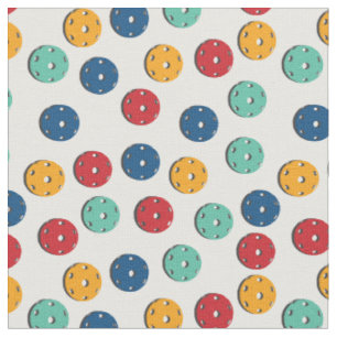 Pickleball - mix of colours on white fabric