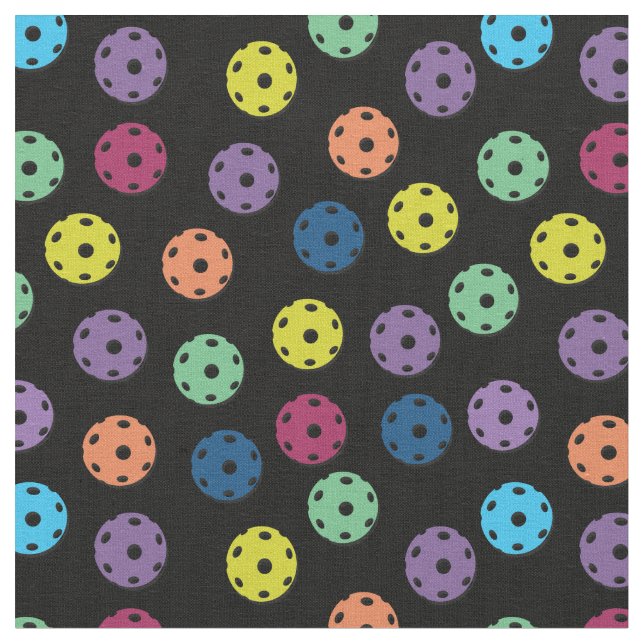 Pickleball - mix on black background fabric (Close Up)