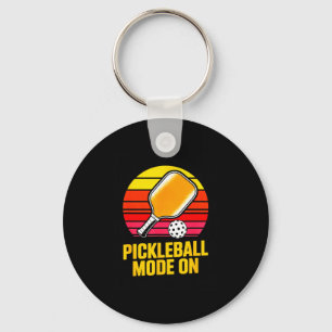 Pickleball mode on retro sunset pickleball paddle  key ring