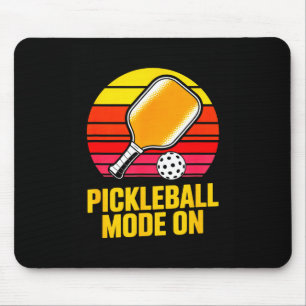 Pickleball mode on retro sunset pickleball paddle  mouse pad