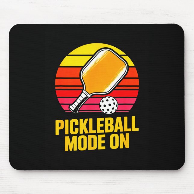 Pickleball mode on retro sunset pickleball paddle  mouse pad (Front)